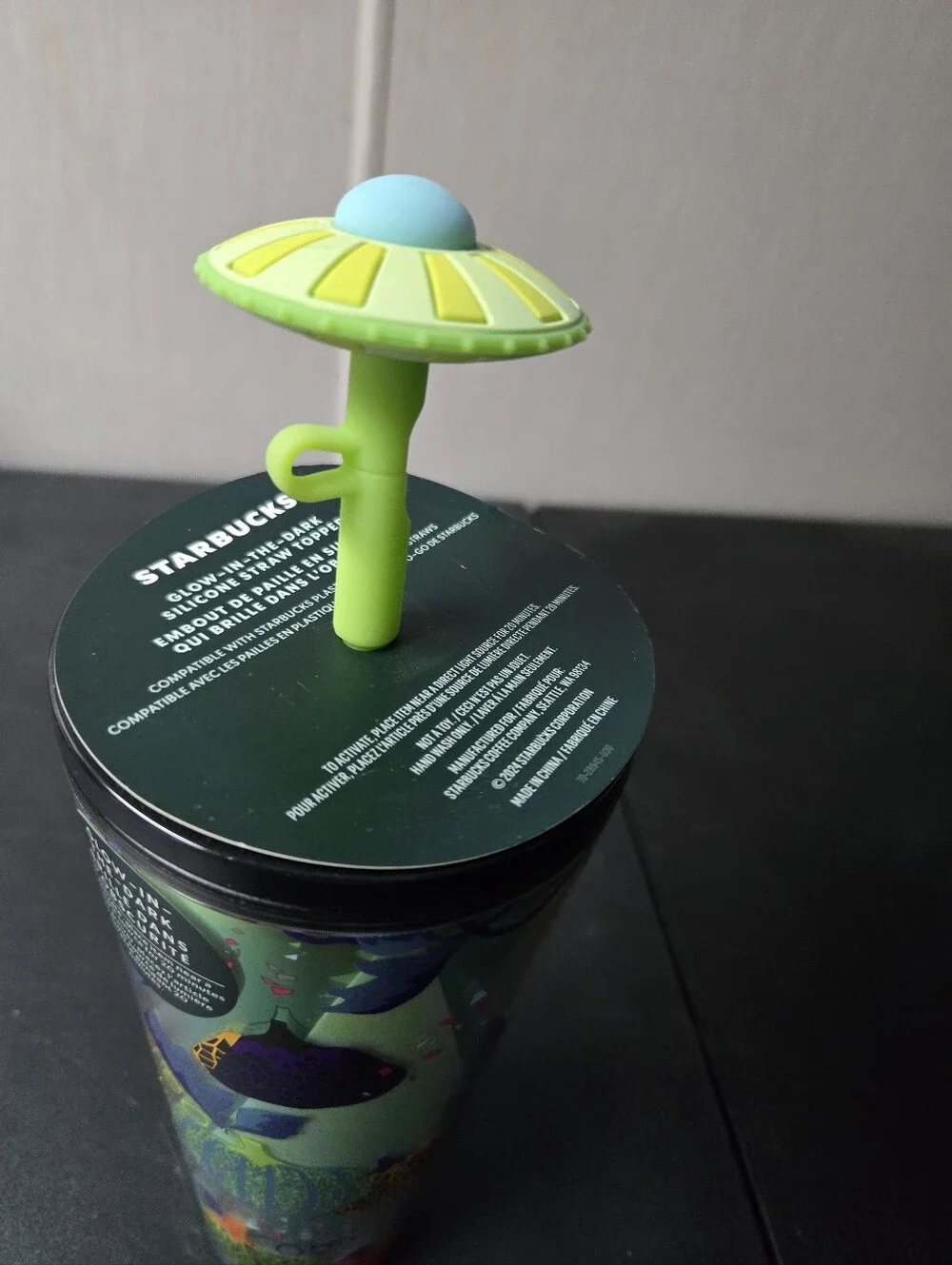 Glow-in-the-Dark Halloween Pumpkin Alien Starbucks Tumbler with Green UFO Lid
